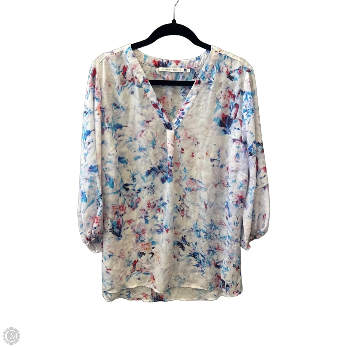 Blouse 3/4 Sleeve By Violet And Claire In White, Size: 1x