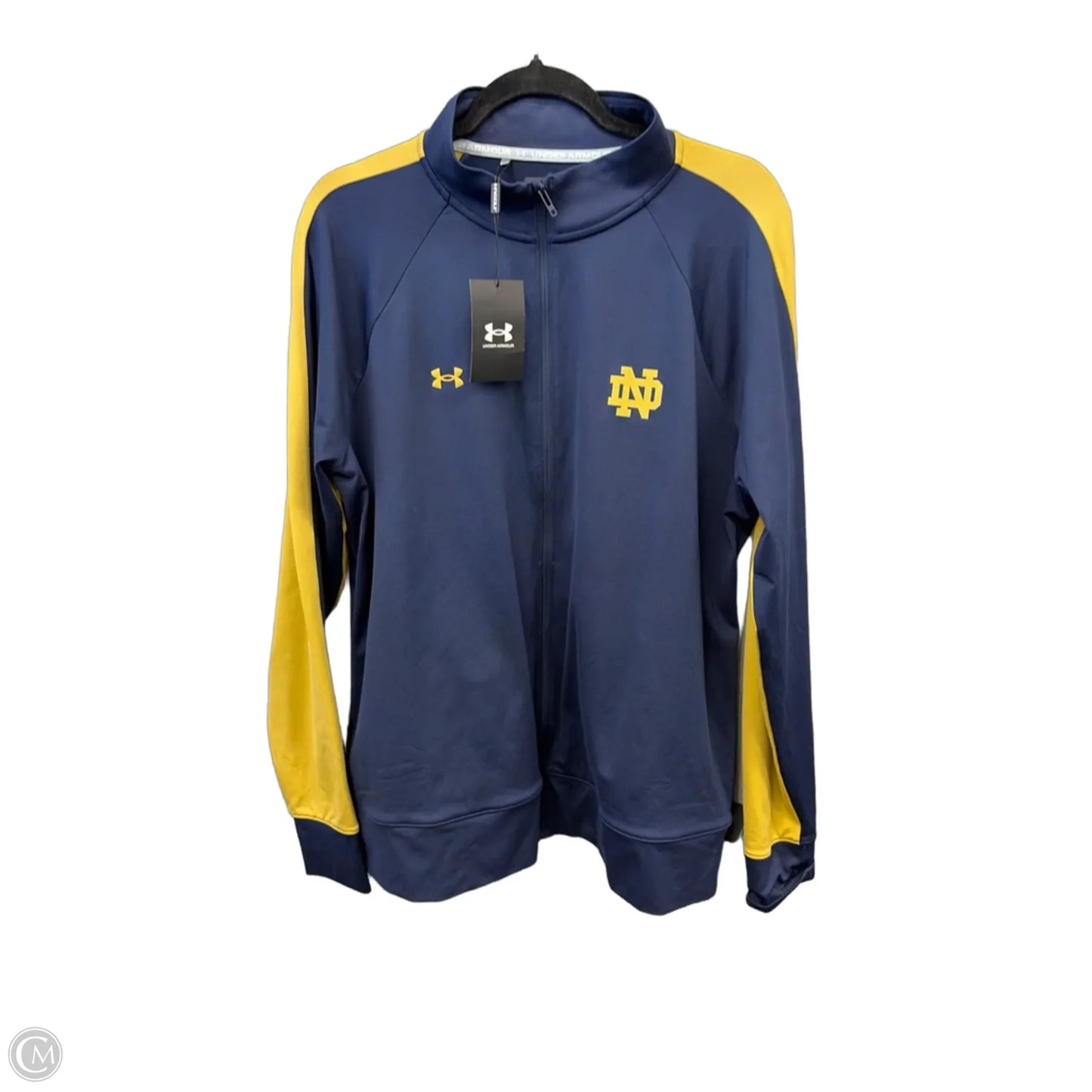 Athletic Top Long Sleeve Collar By Under Armour In Navy, Size: Xxl