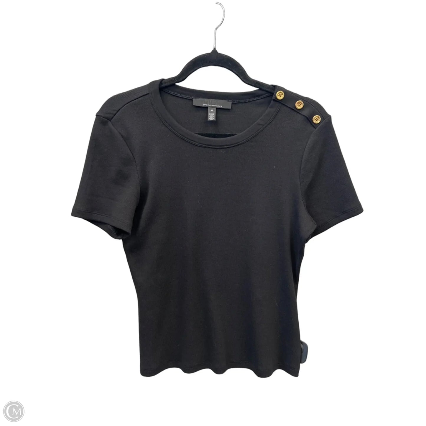 Top Short Sleeve By White House Black Market In Black, Size: M