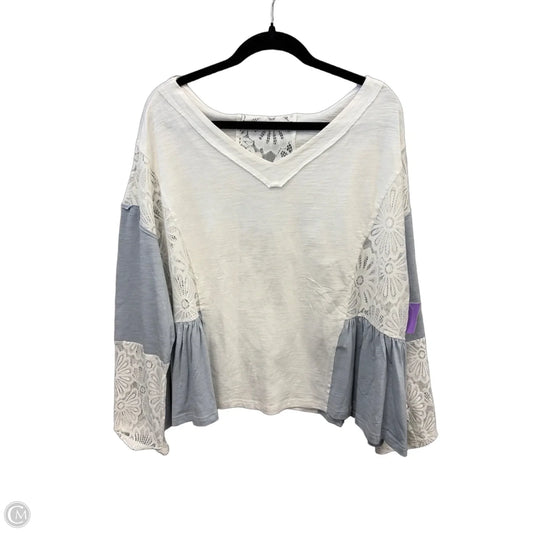 Top Long Sleeve By Shein In Blue & White, Size: L
