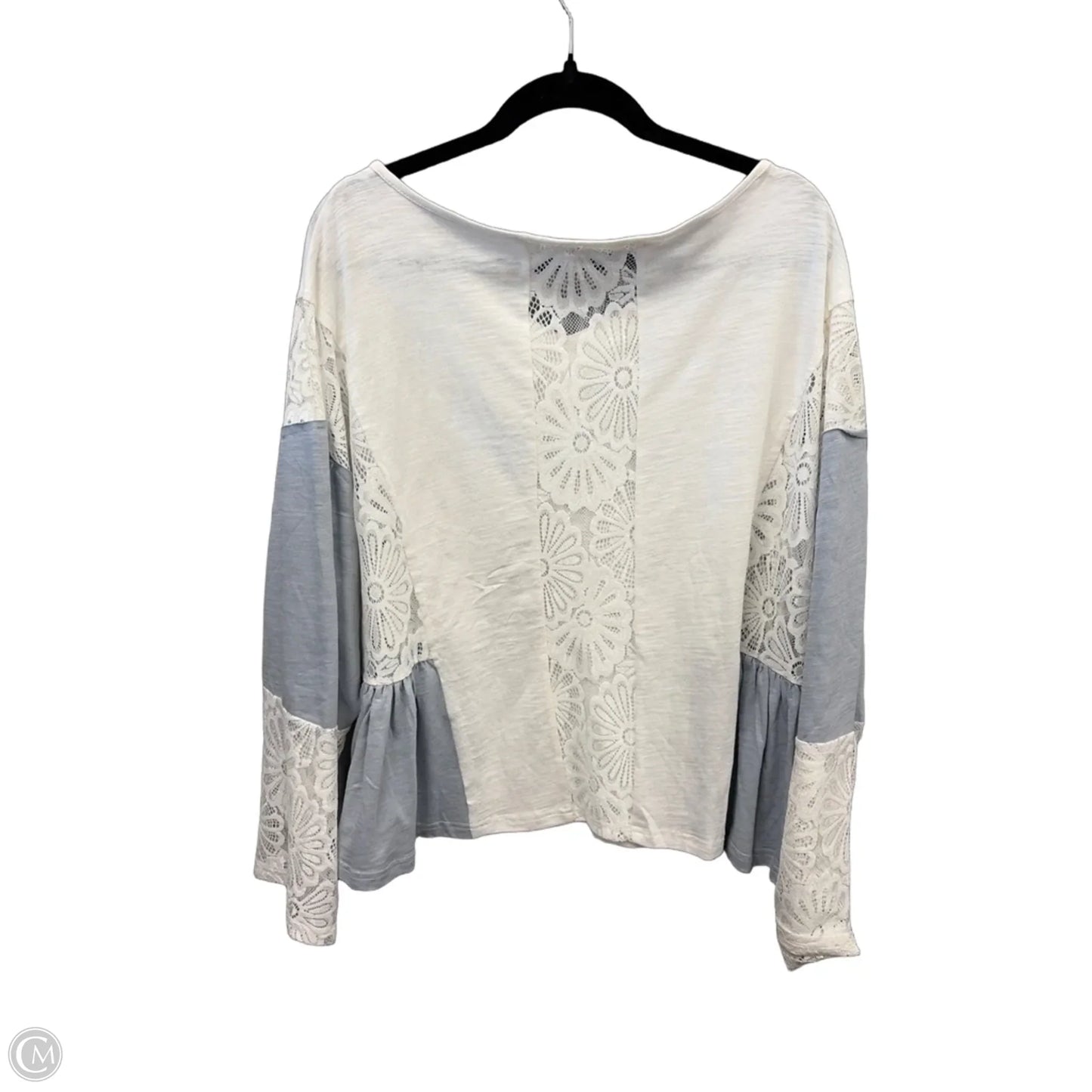 Top Long Sleeve By Shein In Blue & White, Size: L