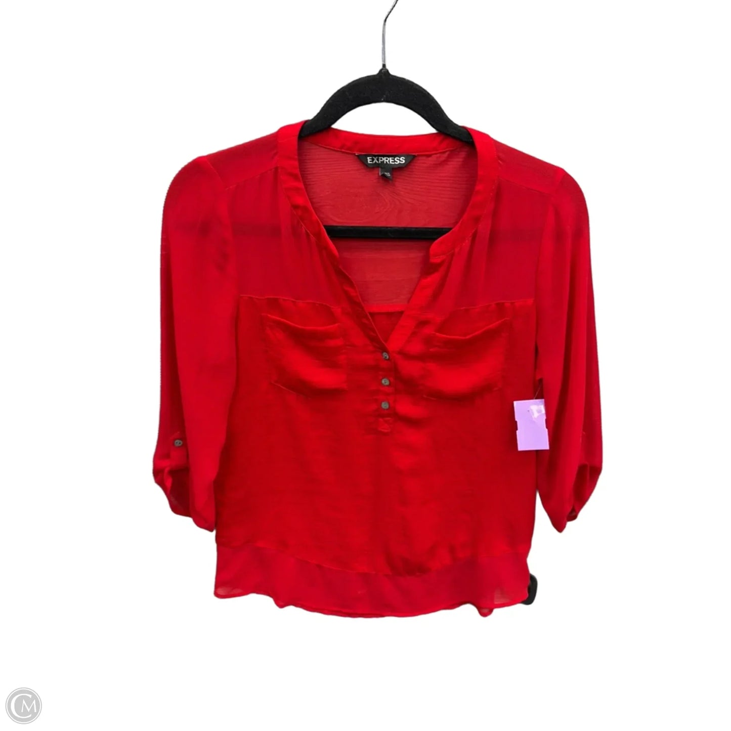 Blouse 3/4 Sleeve By Express In Red, Size: Xs