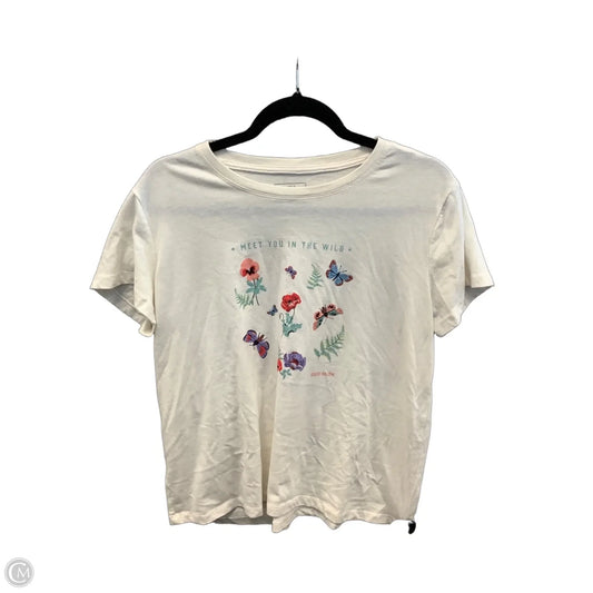 Top Short Sleeve By Eddie Bauer In Cream, Size: L