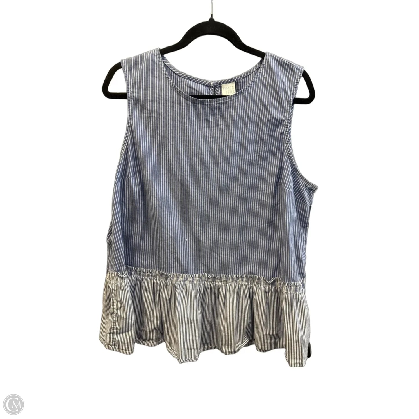 Top Sleeveless By Time And Tru In Striped Pattern, Size: Xl