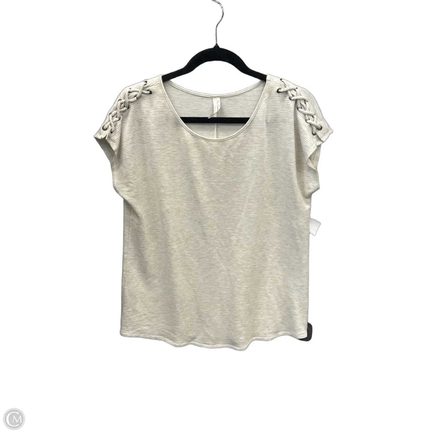 Top Short Sleeve By Perseption Concept In Tan, Size: L