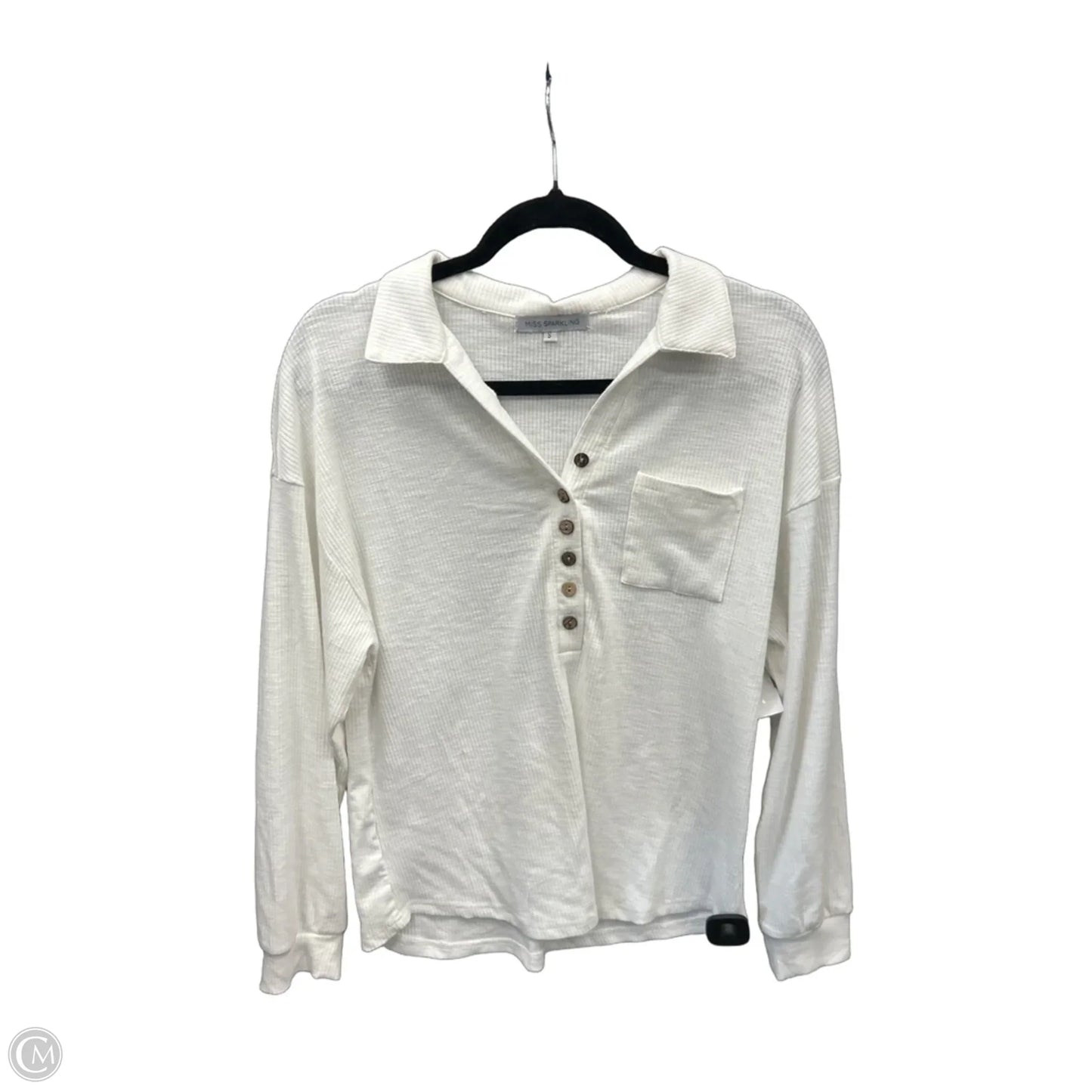 Top Long Sleeve By Miss Sparkling In White, Size: S