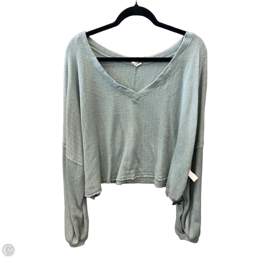 Top Long Sleeve By Peach Love Cream California In Green, Size: L