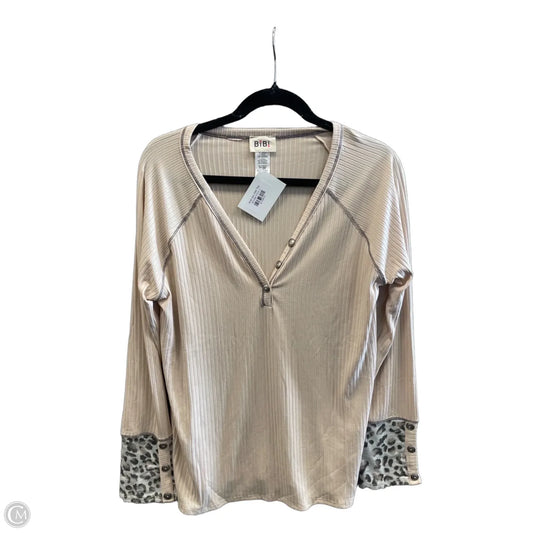 Top Long Sleeve By Bibi In Tan, Size: L