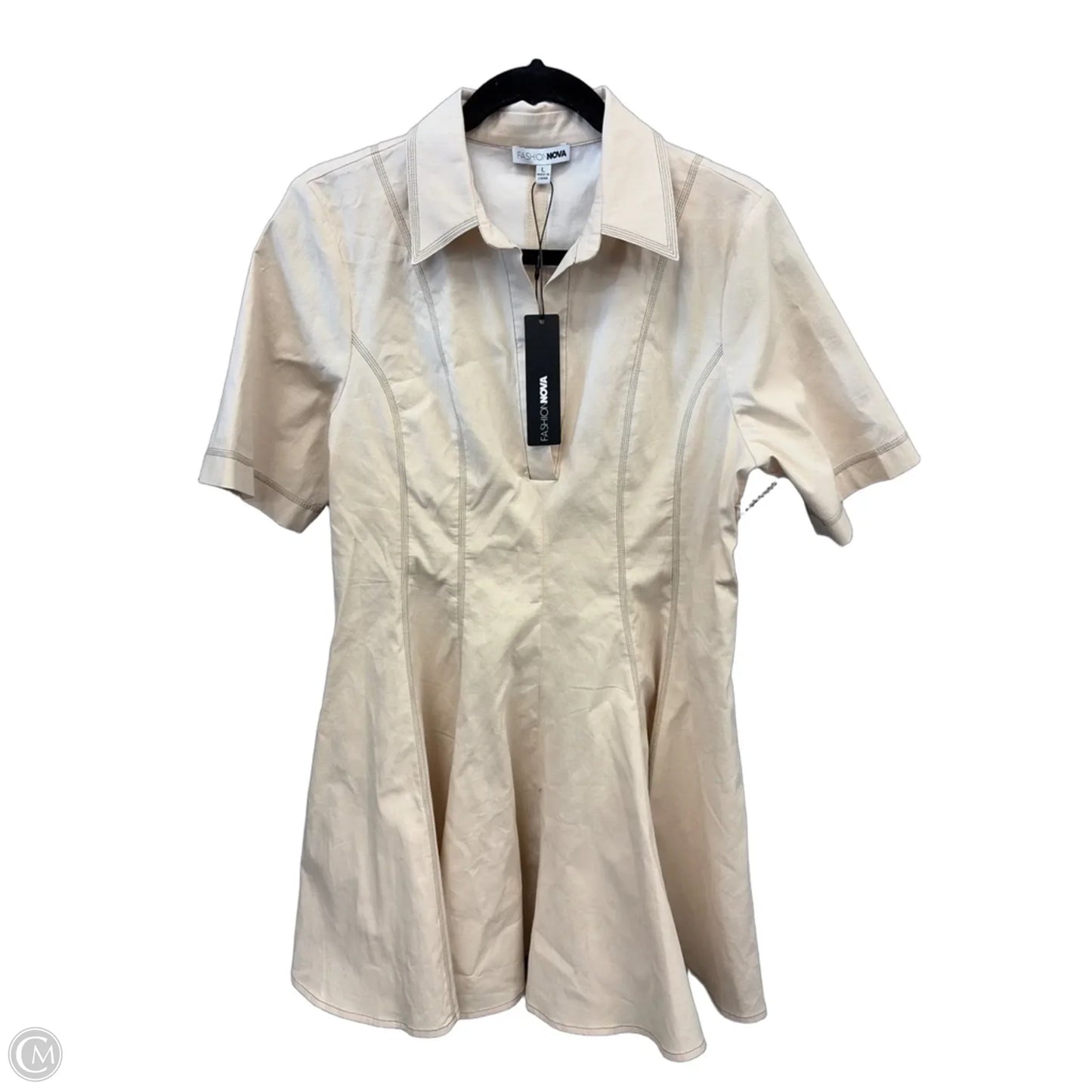 Dress Casual Short By Fashion Nova In Tan, Size: L