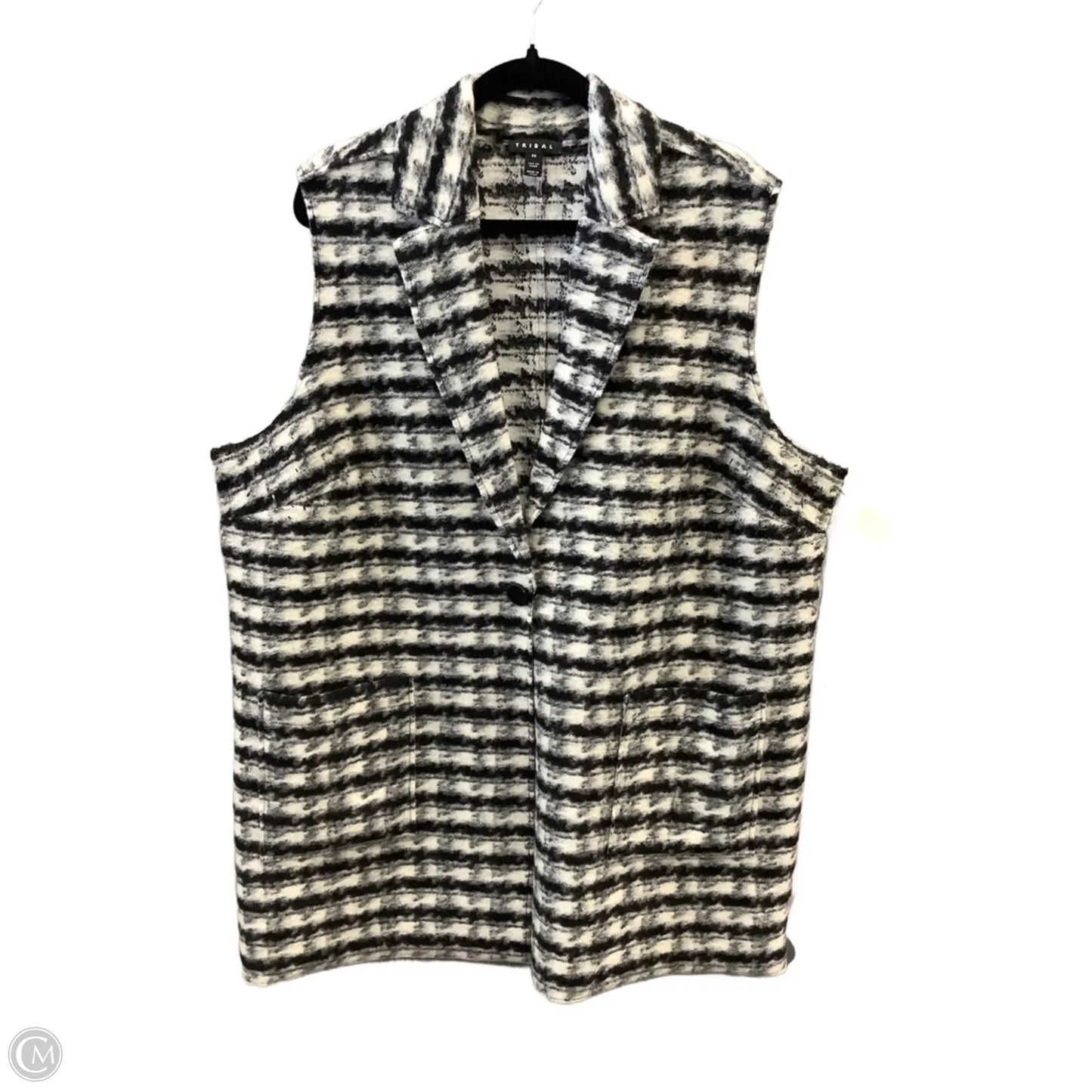 Vest Fleece By Tribal In Black & White, Size: 2x