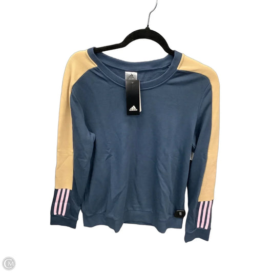 Athletic Sweatshirt Crewneck By Adidas In Blue & Cream, Size: L