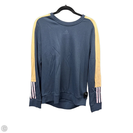 Athletic Sweatshirt Crewneck By Adidas In Blue & Cream, Size: L