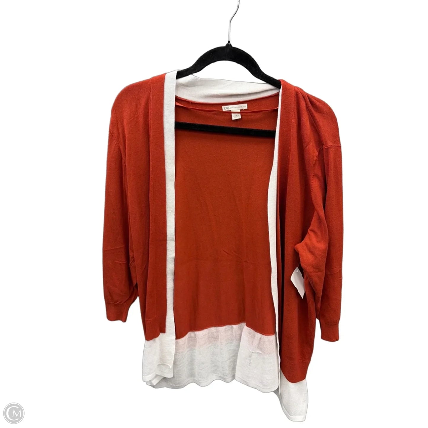 Cardigan By Cato In Orange & White, Size: 1x