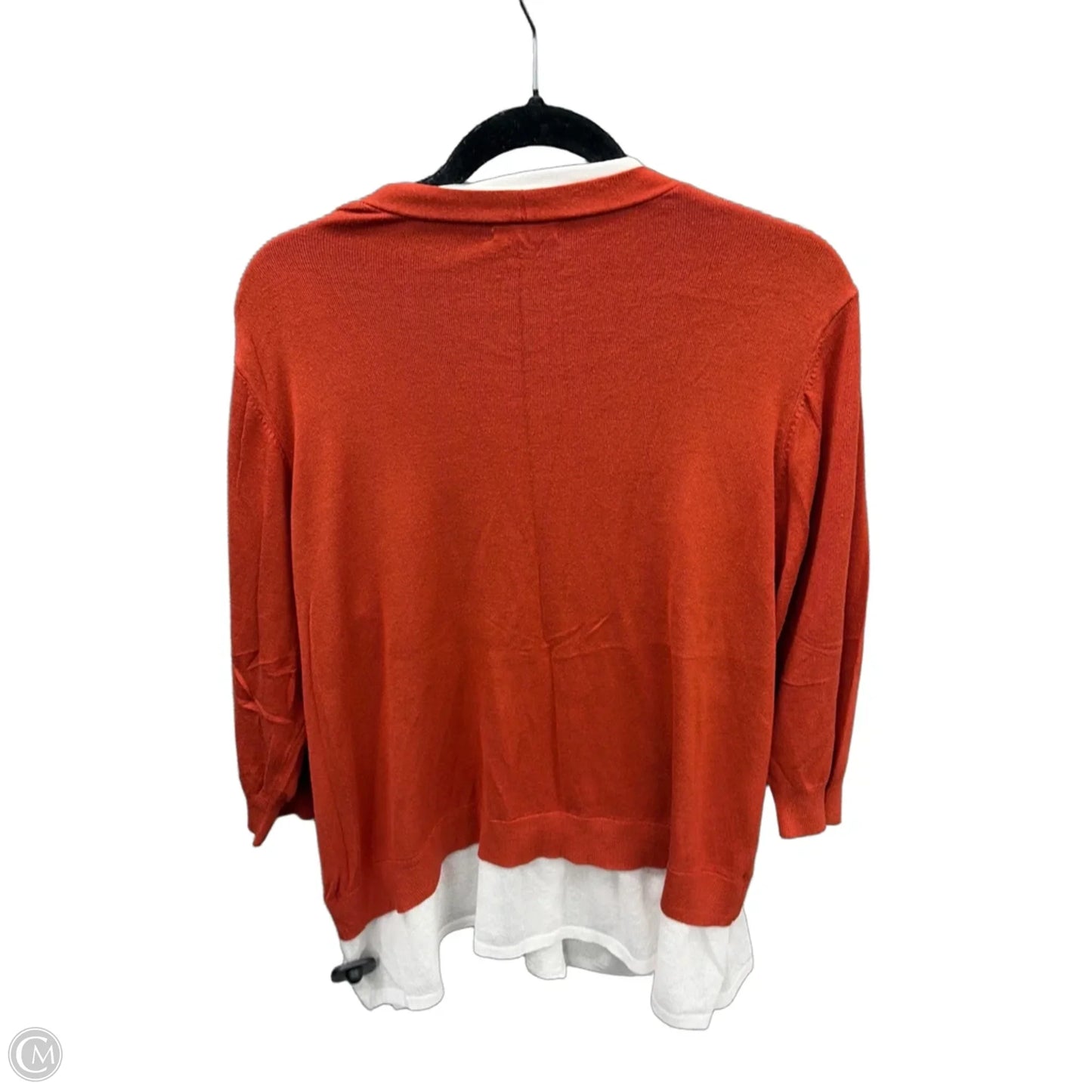 Cardigan By Cato In Orange & White, Size: 1x