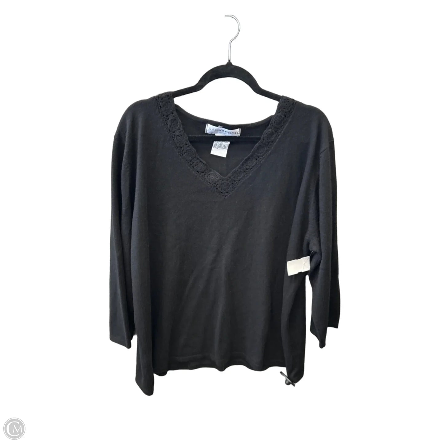 Top 3/4 Sleeve By Sag Harbor In Black, Size: 2x