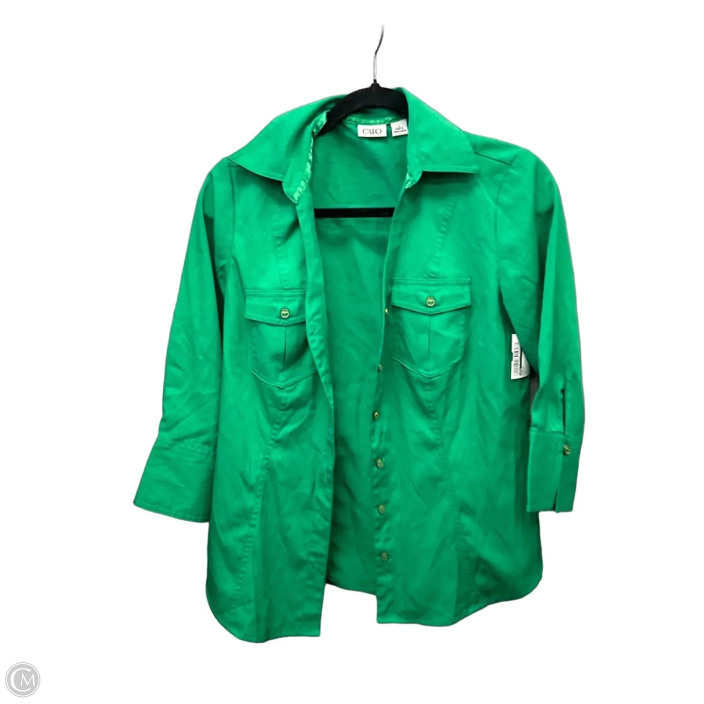 Top Long Sleeve By Cato In Green, Size: S