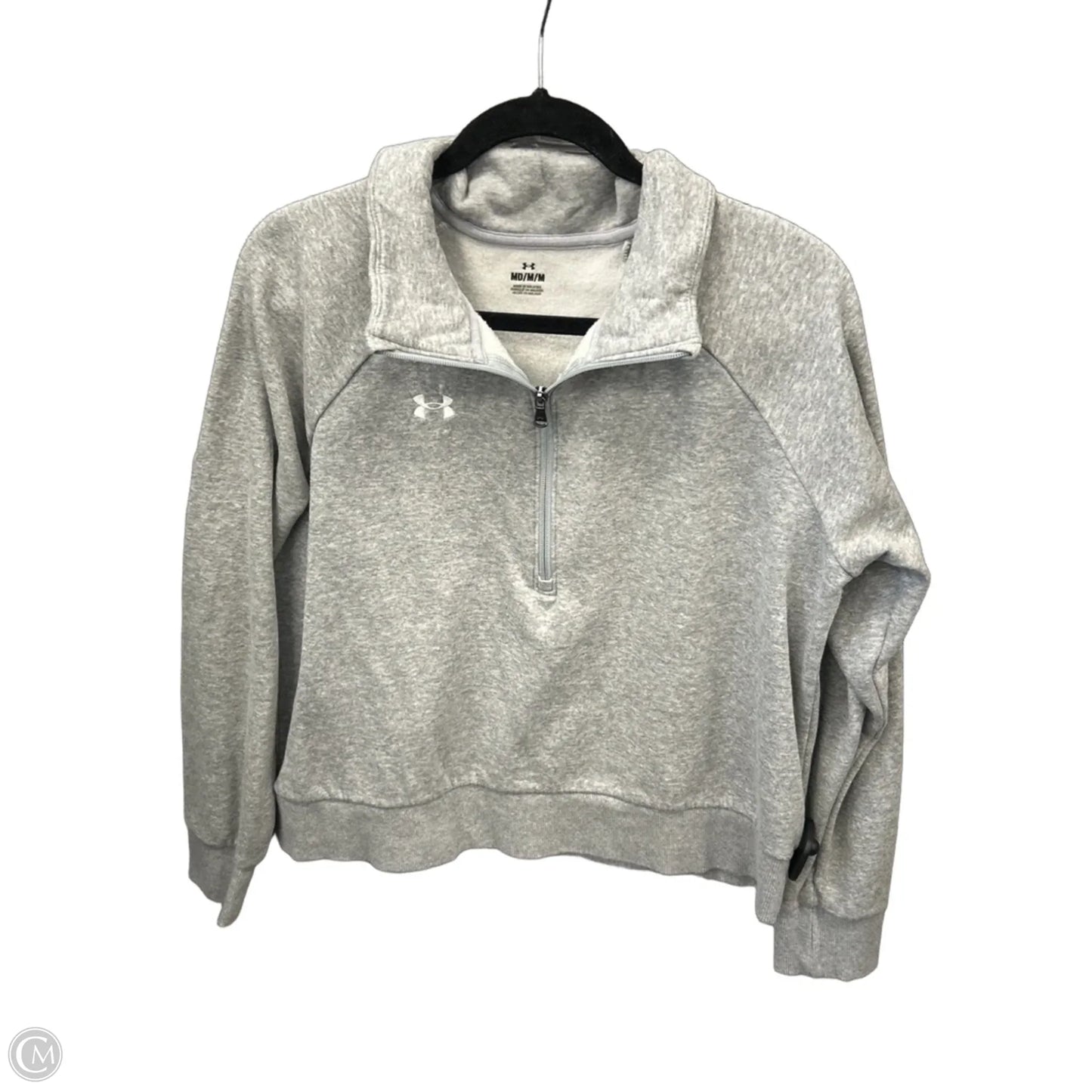 Athletic Top Long Sleeve Collar By Under Armour In Grey, Size: M