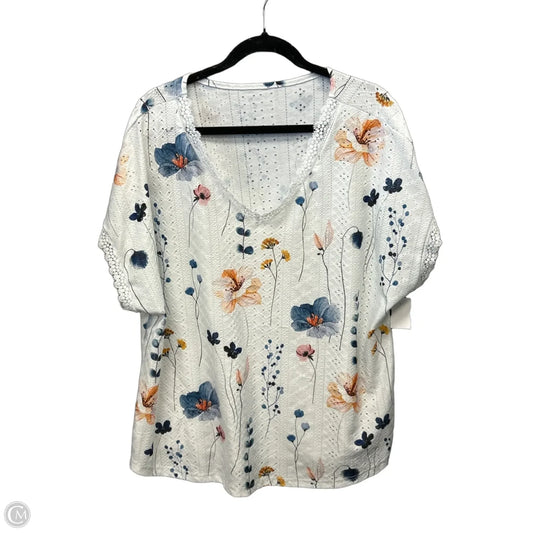 Top Short Sleeve By Shein In White, Size: 2x