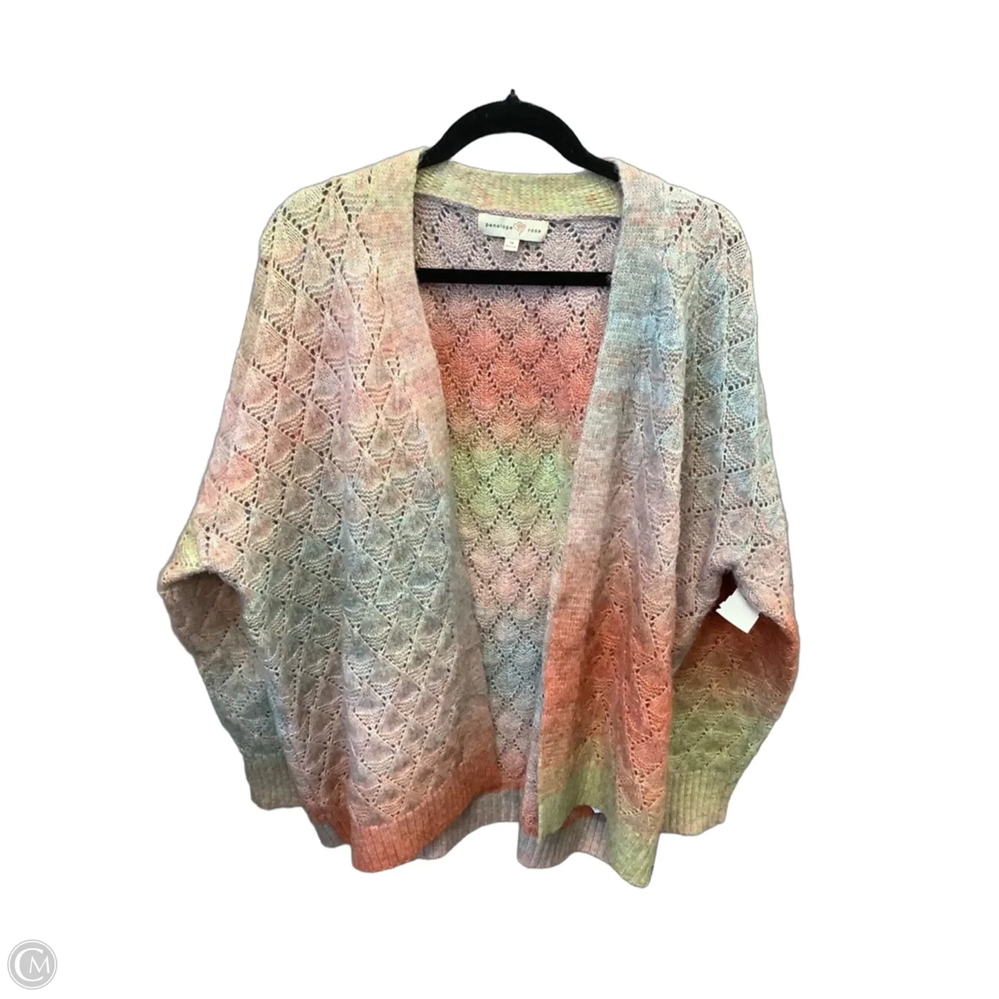 Cardigan By Penelope Rose In Rainbow Print, Size: 1x
