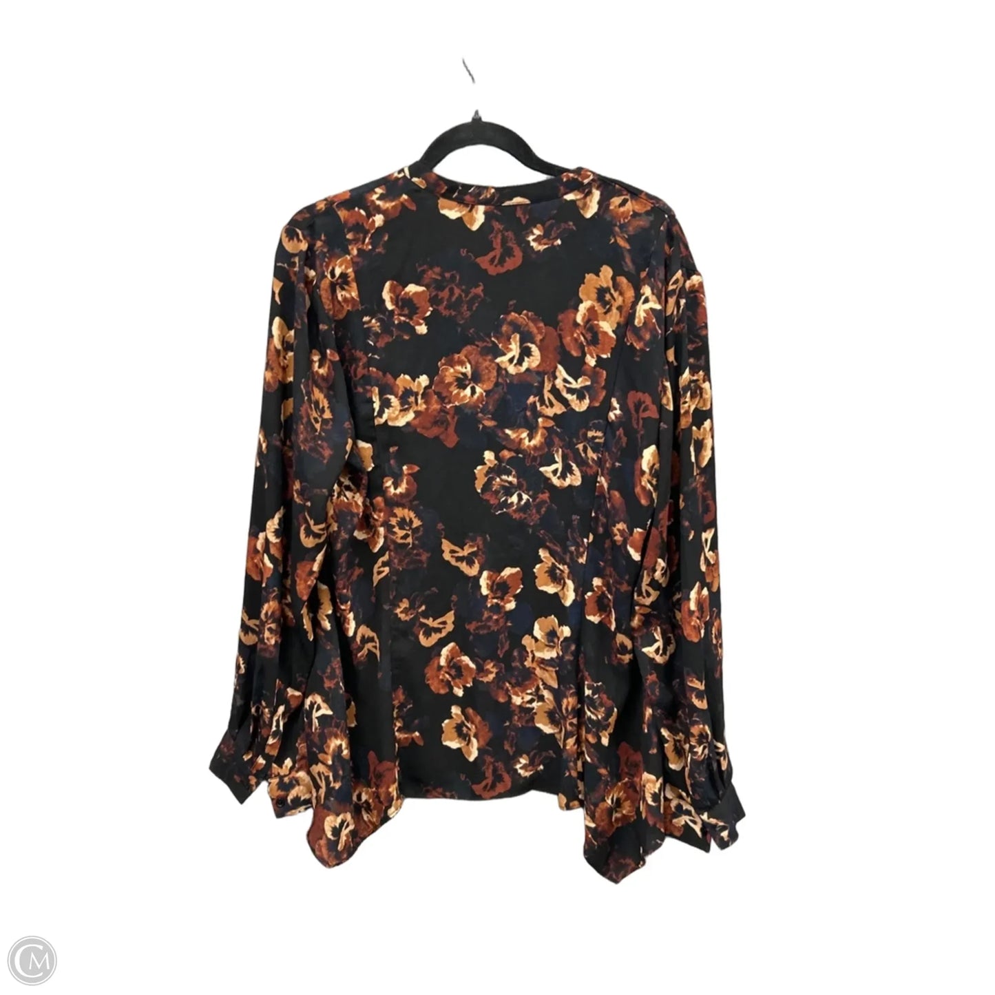 Blouse Long Sleeve By Simply Vera In Black & Brown, Size: Xl