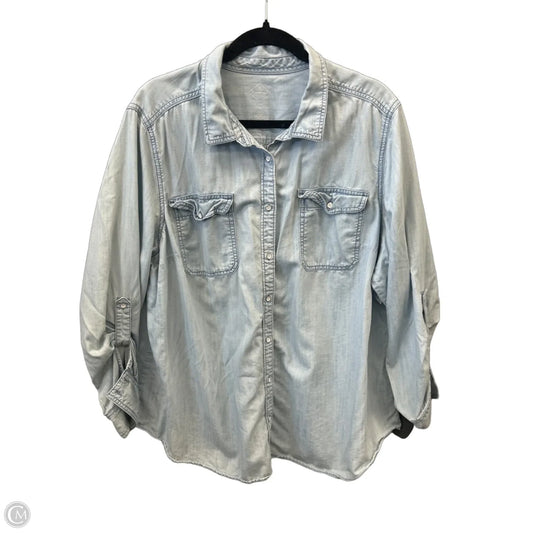 Top Long Sleeve By St Johns Bay In Blue Denim, Size: 2x