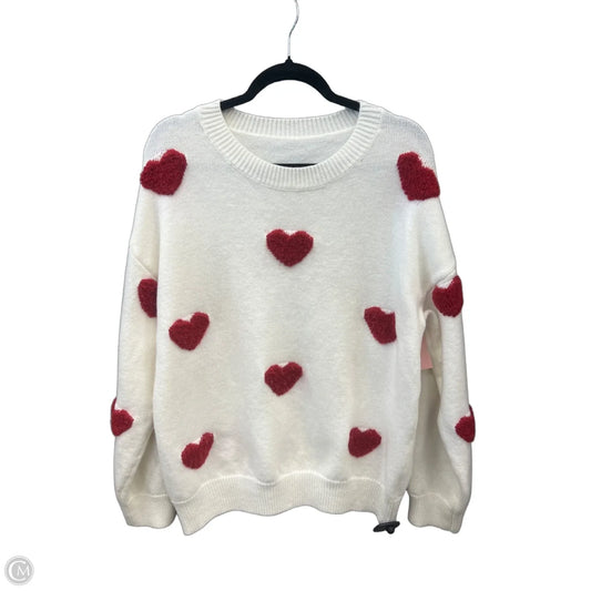 Sweater By Clothes Mentor In Cream & Red, Size: L