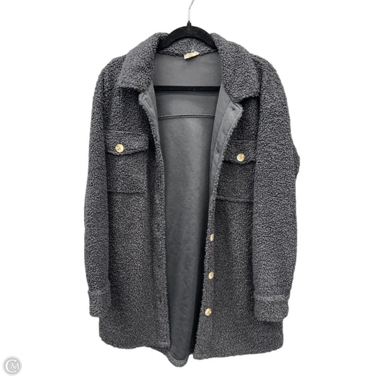 Jacket Shirt By Hem & Thread In Grey, Size: M