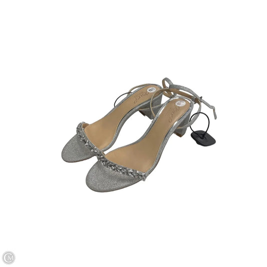 Sandals Heels Block By Badgley Mischka In Silver, Size: 8