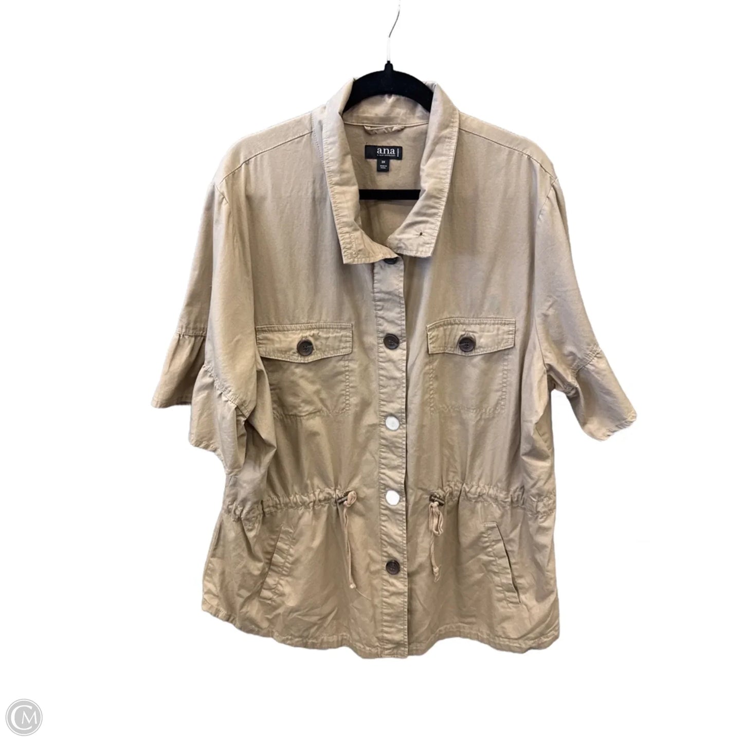 Jacket Utility By Ana In Tan, Size: 3x