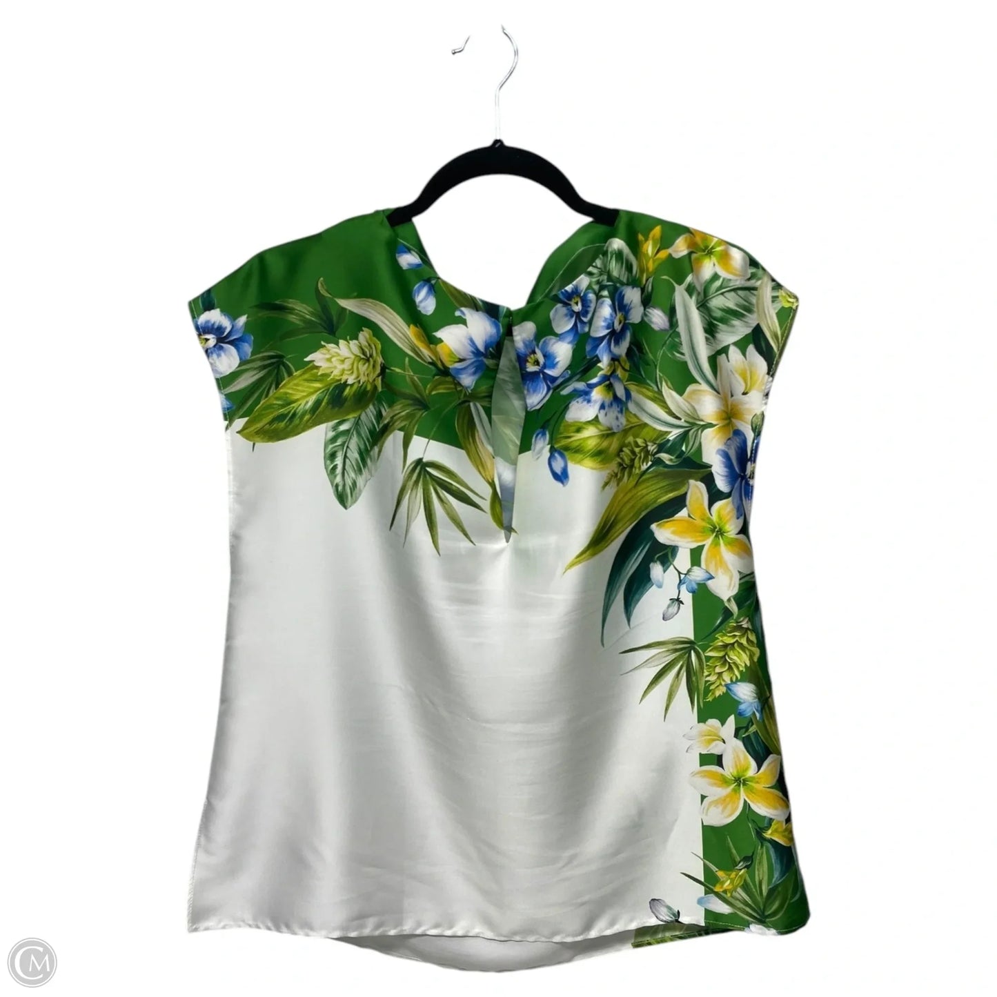 Top Short Sleeve By Zara In Green & White, Size: M