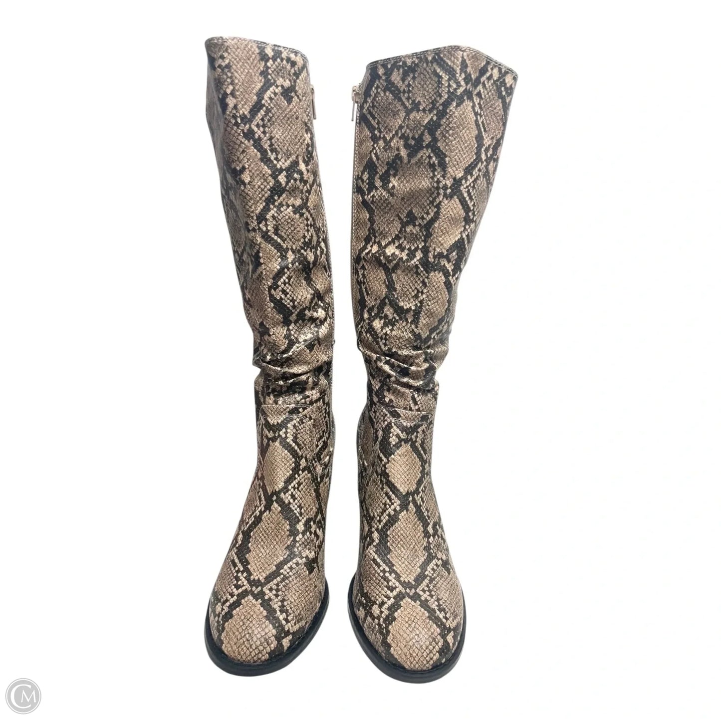 Boots Knee Heels By Bare Traps In Snakeskin Print, Size: 8.5
