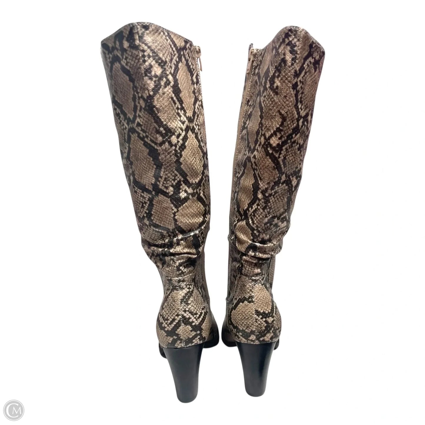 Boots Knee Heels By Bare Traps In Snakeskin Print, Size: 8.5