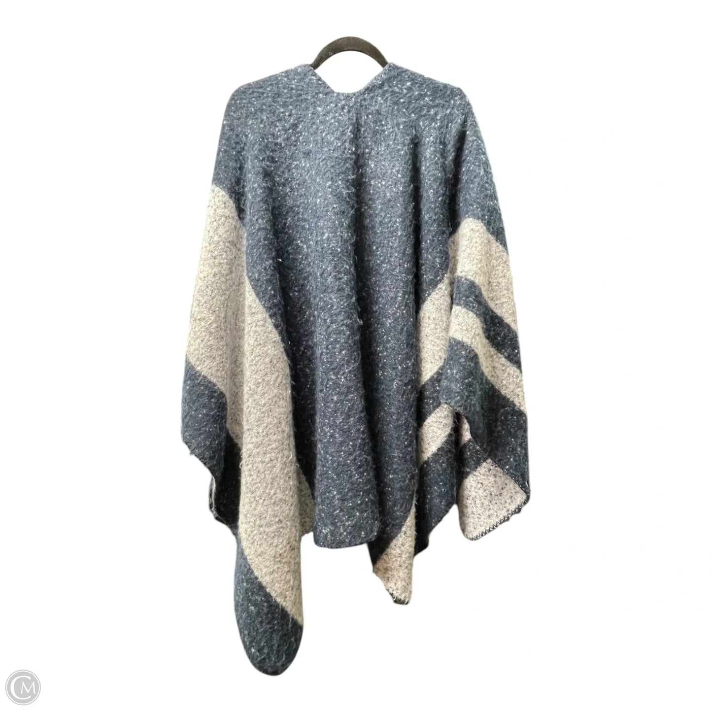 Poncho By Clothes Mentor In Blue & Grey, Size: Osfm