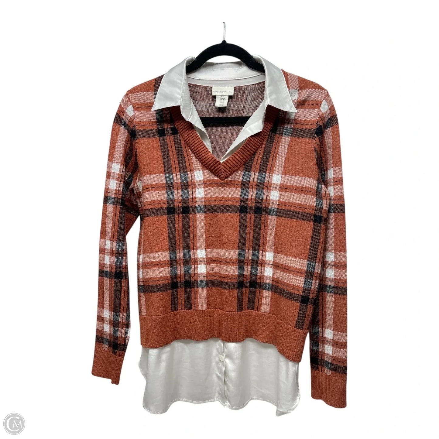 Sweater By Adrienne Vittadini In plaid, Size: M