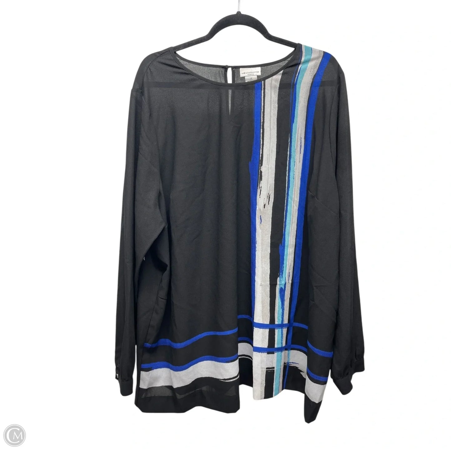 Top Long Sleeve By Liz Claiborne In Black, Size: 2x