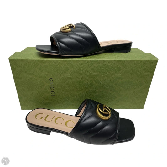 Sandals Luxury Designer By Gucci In Black, Size: 6