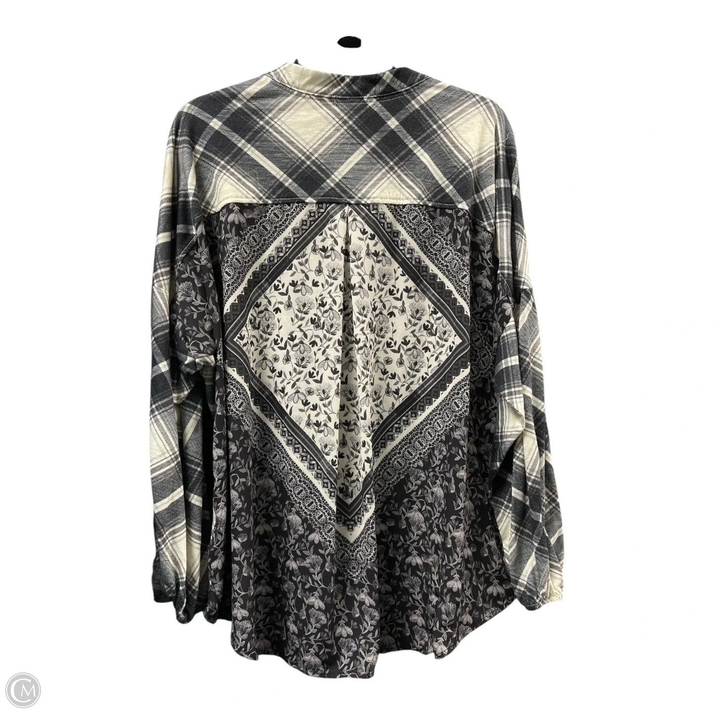 Top Long Sleeve By One World In Black & Cream, Size: Xxl