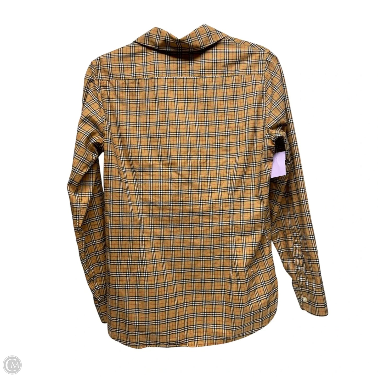 Top Long Sleeve Luxury Designer By Burberry In Plaid Pattern, Size: 6