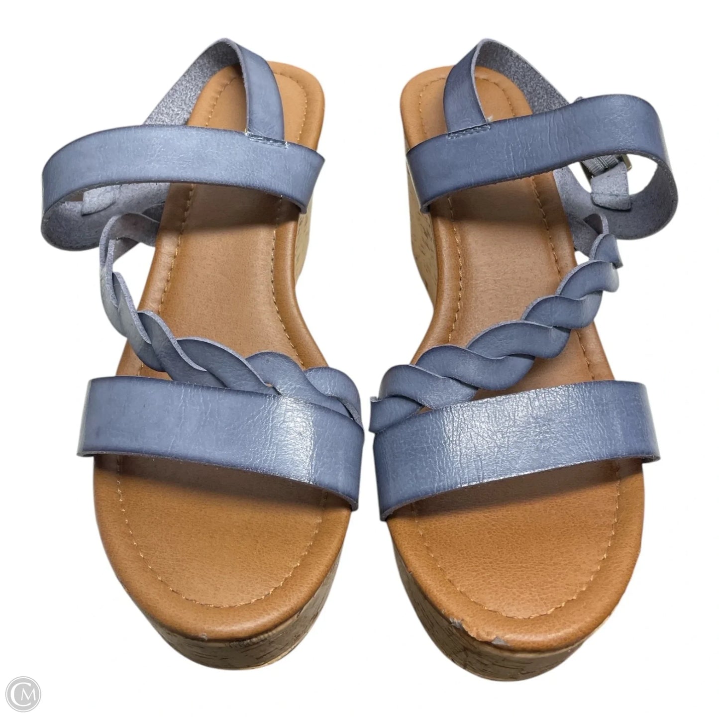 Sandals Heels Wedge By Nicole In Blue, Size: 8