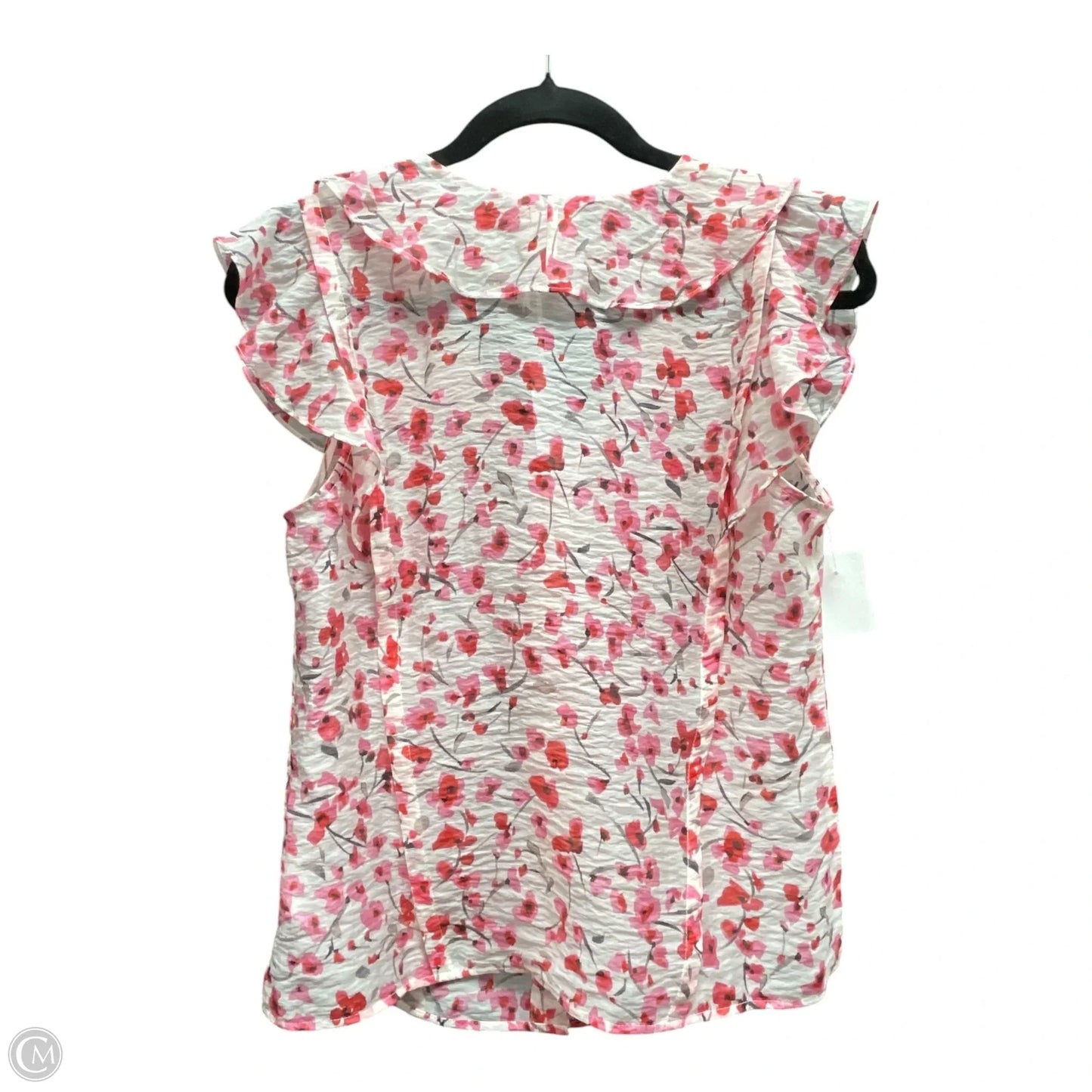 Top Short Sleeve By Cabi In Pink & White, Size: Xxs