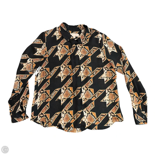 Top Long Sleeve By Philosophy In Snakeskin Print, Size: M