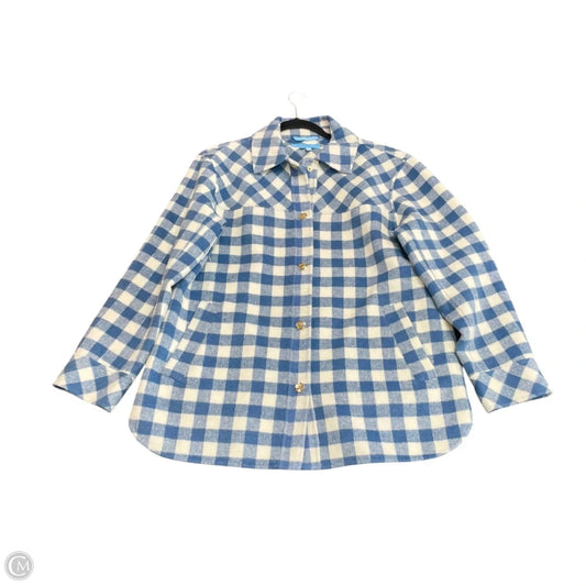 Jacket Shirt By Draper James In Blue & White, Size: M