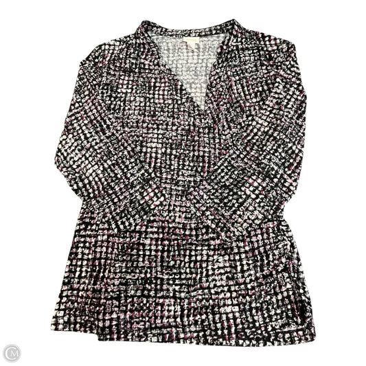 Top 3/4 Sleeve By Chicos In Black & Pink, Size: Xl