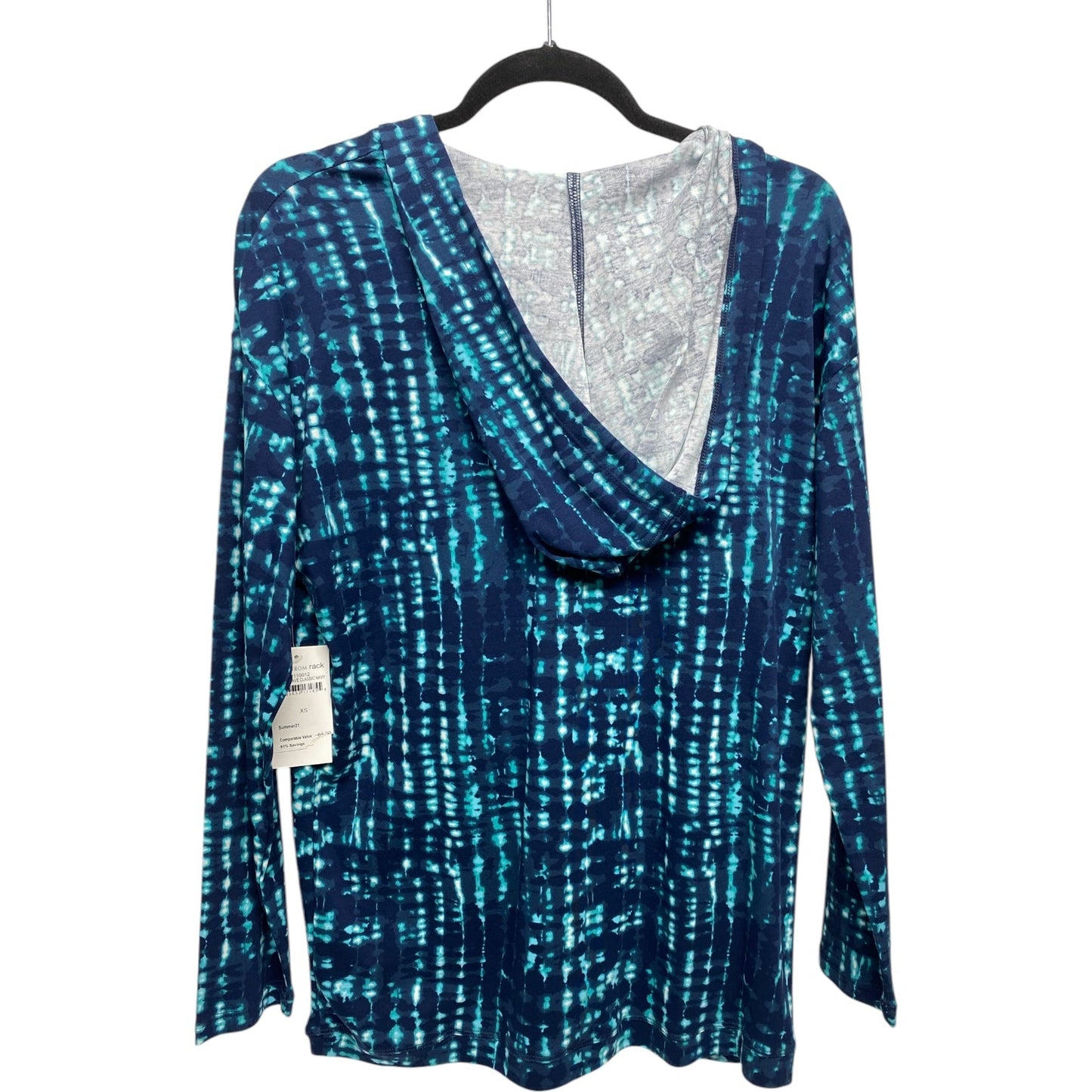 Athletic Top Long Sleeve Hoodie By H For Halston In Blue & Green, Size: Xs