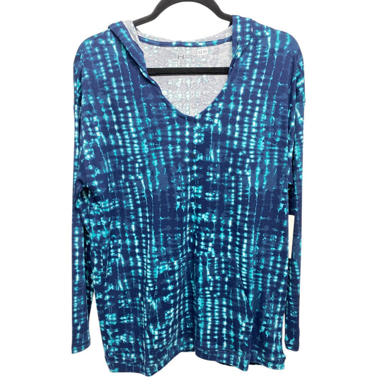 Athletic Top Long Sleeve Hoodie By H For Halston In Blue & Green, Size: Xs