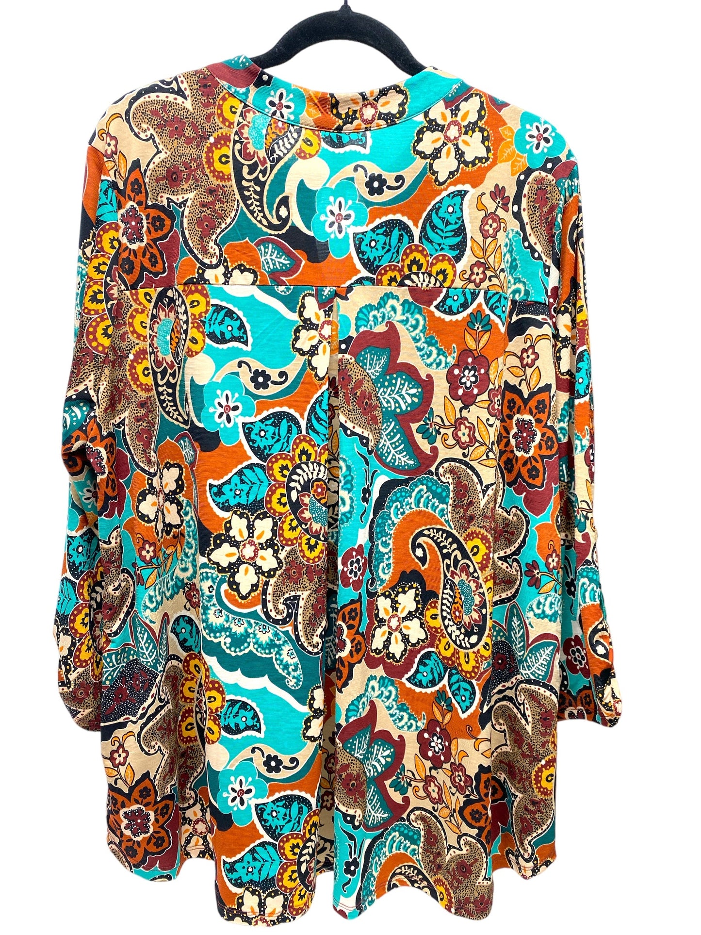 Paisley Print Top 3/4 Sleeve Clothes Mentor, Size 3x