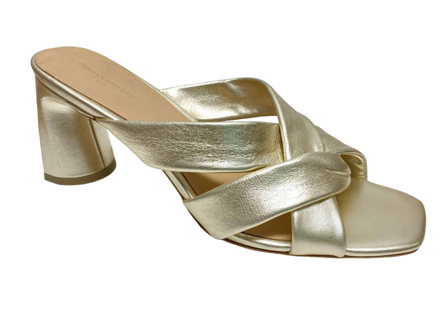 Gold Sandals Heels Block Banana Republic, Size 8.5