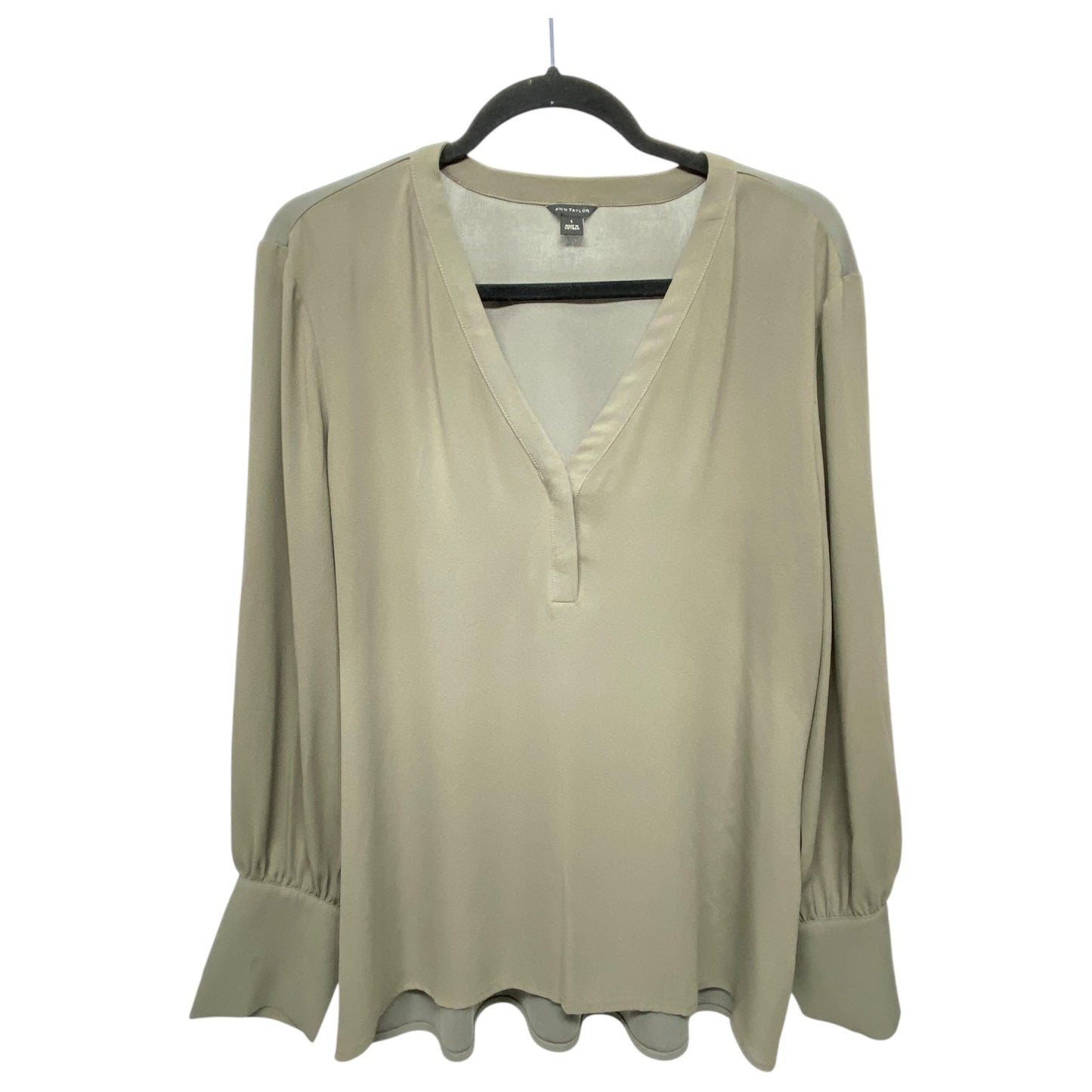 Top Long Sleeve By Ann Taylor In Taupe, Size: L