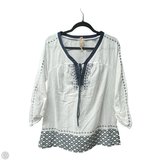 Top 3/4 Sleeve By Bailey 44 In Blue & White, Size: M