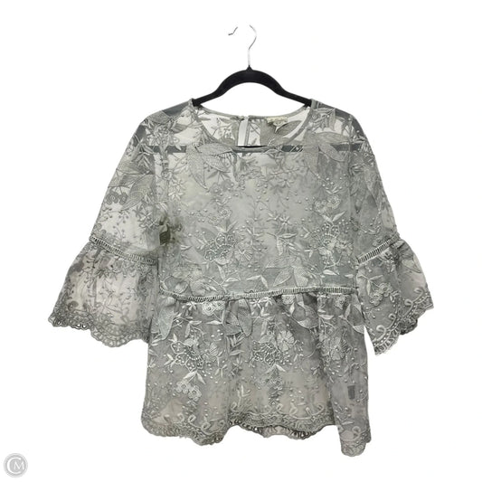 Top 3/4 Sleeve By Pol In Grey, Size: L